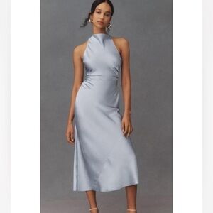 Reformation Cassette 100% Silk Dress in Light Blue